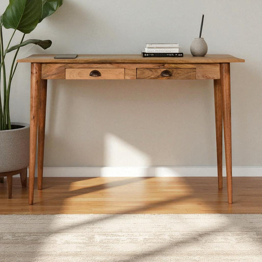 Ashbourne Solid Wood Writing Desk with Cable Management