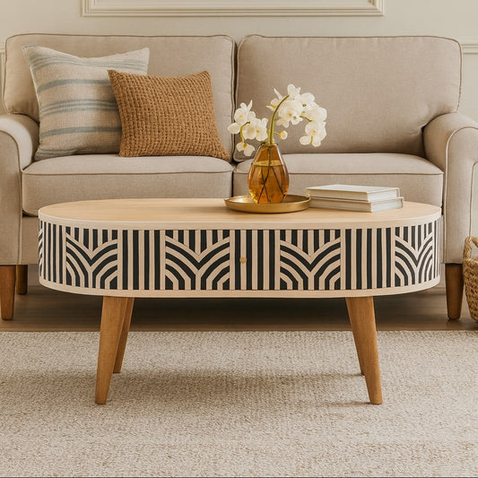 Ashbourne Edessa Bone Inlay Solid Wood Coffee Table