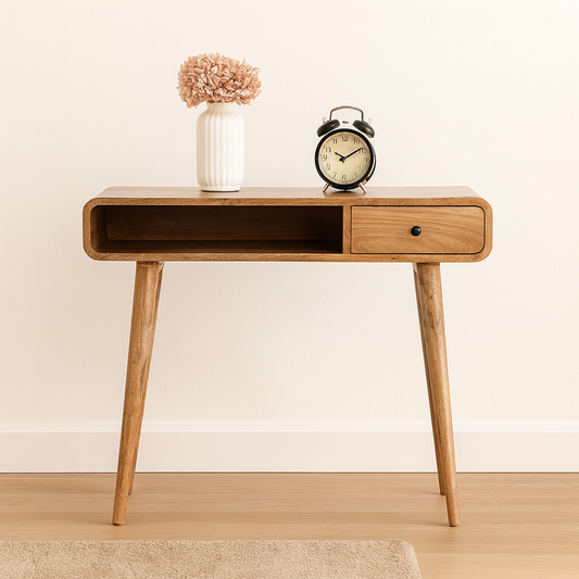 Ashbourne Curved Solid Mango Wood Writing Desk