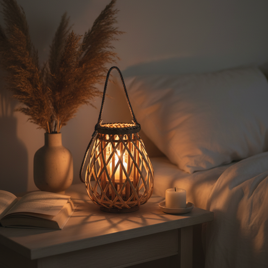 Small Wicker Lantern - Bedroom